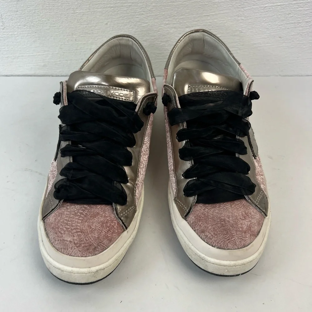 Philippe Model Blush Pink Metallic Accent Sneakers